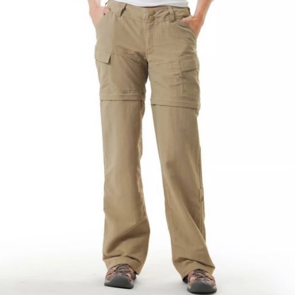 The North Face Paramount Convertible Hiking Pants Zip Off Khaki Tan Size 4 - Picture 1 of 10